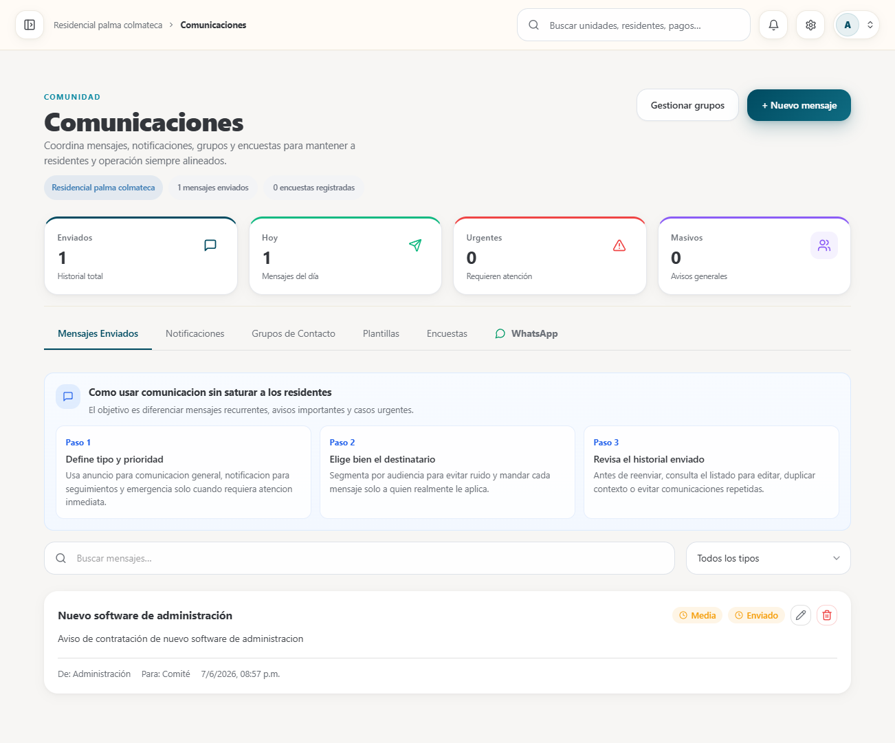 Colmena — Sistema de comunicación con residentes