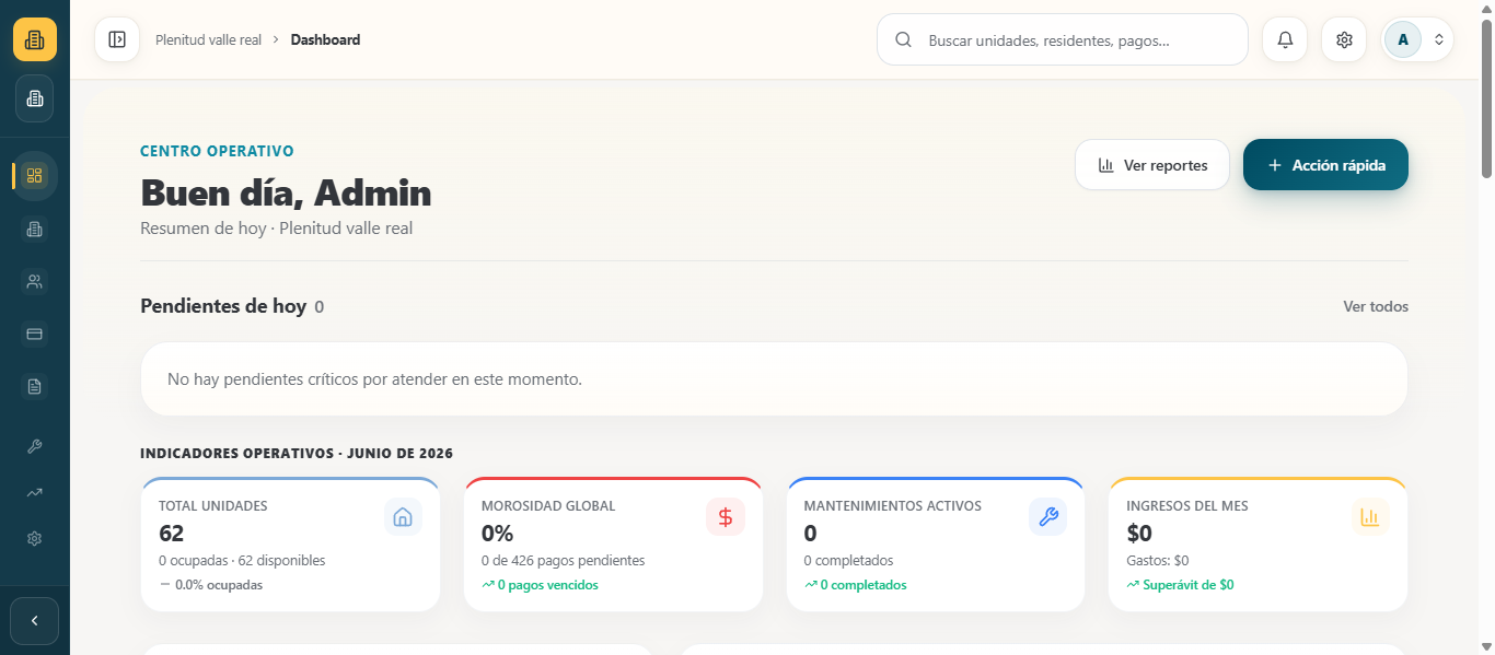 Dashboard de Colmena — Panel de administración de condominios