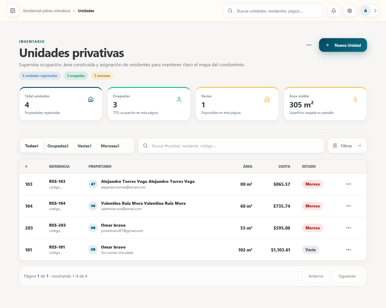 Colmena — Módulo de gestión de unidades
